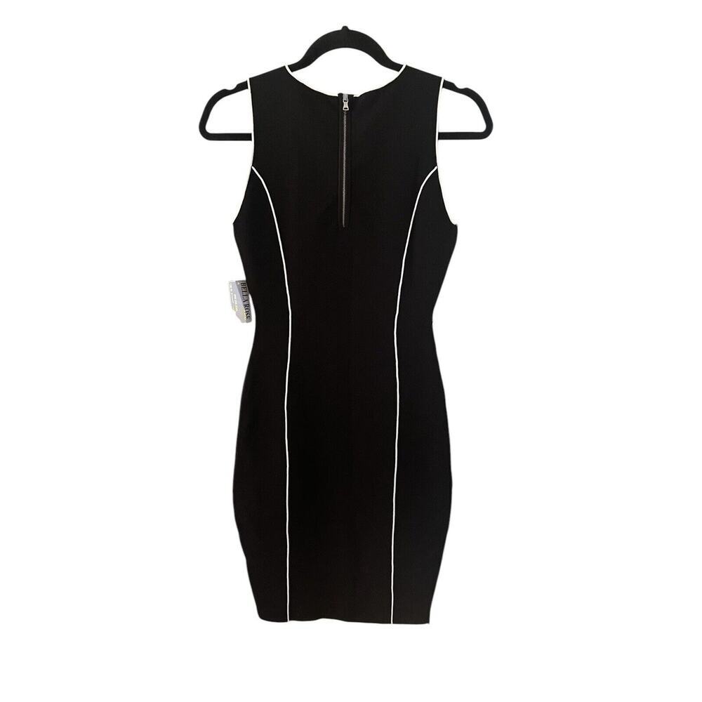 Milly Black White Trim Pencil Dress Ribbed Stretch Size Small NWT - Picture 4 of 10